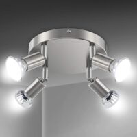 led Ceiling Light Rotatable, 4-way Round Led Ceiling Spotlight, 110mm (includes 2x4w Gu10 Led Bulb, 450lm, Cool White) Led Ceiling Light For Kitch