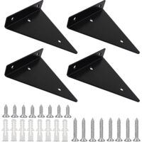 set Of 4 Shelf Brackets, Heavy Duty Invisible Iron Black Triangles For Shelving In Kitchen, Office, Garden (130140cm)