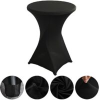 nappe De Cocktail D'angle Carre Extensible Noire 80x110cm, Table Haute Noire, Nappe De Cocktail Ronde Pour Table De Banquet De Cocktail De Mariage