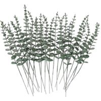 30 tiges d'eucalyptus artificielles, feuilles d'eucalyptus décoratives style ferme--