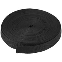 25mmx20m Roll Nylon Tape Strap For Webbing Bag Strapping Belt- Black--