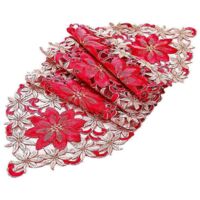 Christmas Embroidered Table Runner,for Restaurant Party ,15X70 Inch--