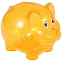 Cute Plastic Pig Clear Piggy Coin Box Money Cash Saving Case--