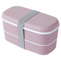 Microwavable 2 Layer Lunch Box with Compartments Leakproof Box Pink--
