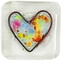 Pocket Token Glass Heart Card Keepsake Gift-Heart Keepsake Multicolor--