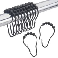 Shower Curtain Hooks Rings Metal Set of 12 Black--