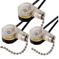3Pack Ceiling Fan Light Switch ZE-109 Fan Switch (Nickel)--
