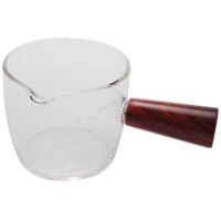 Glass Measuring Cup Espresso Shot Glass 75ML with Wood Handle--
