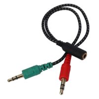 Earphone Adapter for PC Audio & Mic, 3.5mm Female to Dual 3.5mm Male--