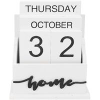 Wooden Clamshell Desk Block Calendar Week Month Date Display--