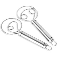 Danish Dough Whisk, 2 Pack Premium ,Large Hand Mixer for Bread Pastry--
