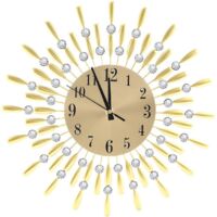 15 inch 3D Large Wall Clock Shiny Rhinestone (Gold)--