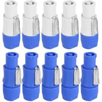 10Pcs/Lot 3 Pin Male Powercon Connector 20A 250V Ac Blue And White--