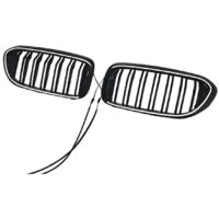 Car Front Kidney Grille Grill Front Hood Grill for BMW 5 Series G30-Black-