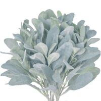 Faux Lambs Ear Stems 5Pcs Artificial Greenery for Home DIY Craft--