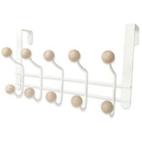 5 Hook Over Door Hanger with Wooden Ball, for Home Entrance, Wardrobe--