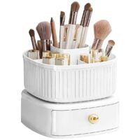 Stackable Makeup Organizer, with 360°Rotating Makeup Organizer White--