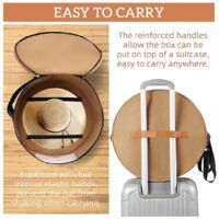 Hat Storage Box with Lid, Foldable Felt Hat Box with Transparent Lid-Khaki-