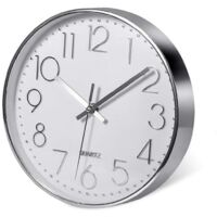 Modern Silent Wall Clock for Home Office Kitchen (25cm, Silver)--