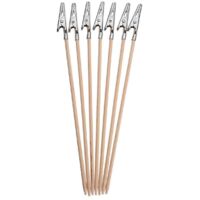 100Pcs Bamboo Alligator Clamp Clips Stick Long- Tailed Alligator Clip--