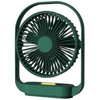 Small Fan Quiet, USB Fan with Night Light, for Bedroom Office-Green--