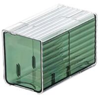Wall-Mounted Cotton Pad and Swab Organizer Box, with Drawer A-Green-