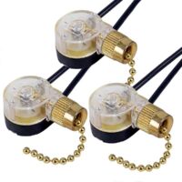 3Pack Ceiling Fan Light Switch ZE-109 Fan Switch (Brass)--
