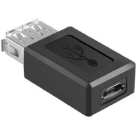 Black USB 2.0 Type A Female to Micro-USB B Female Adapter Plug Converter--