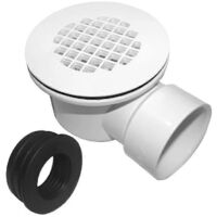 Low Profile Shower Base Drain with Perforated Strainer Side Outlet--