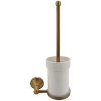 Antique Brass Bathroom Toilet Brush Set Holder Brush with Ceramic Cup--