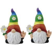 Ornements de gnomes de jardin magiques multicolores, ornements en résine de fleurs --