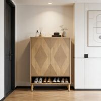 Armoire en bois, étagère à chaussures en bois, meuble à chaussures, placard
