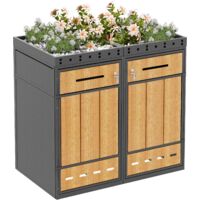 Cache-box pour poubelle avec toit végétal 120-240 litres, habillage de poubelle, armoire à poubelles