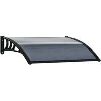 Auvent de porte d'entrée 100 x 75 cm, auvent en appentis cintré en aluminium et polycarbonate avec protection UV, abri d'entrée pour balcon, protection solaire et pluie, noir