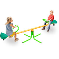Balançoire bascule 180,34cm pour enfants, double, extérieur/jardin/école, antidérapant, bicolore jaune et vert