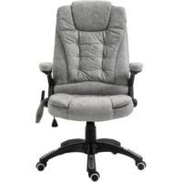Fauteuil de bureau avec fonction massage et chaleur, ergonomique, hauteur réglable, silencieux, 6 points de massage, 68L x 72P x 110-120H cm, Gris