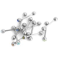 Lot de 12 anneaux de piercing pour la langue en acier multicolore