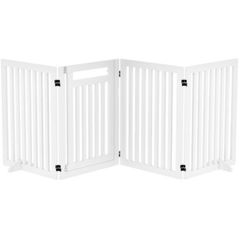 Barrière d'escalier pliable, sans perçage, barrière de sécurité, 4 pièces, autoportante avec 2 pieds de support, blanche, 81 cm (1/5)