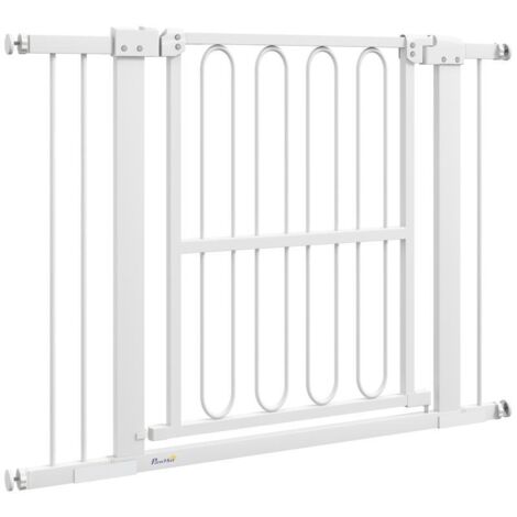 Barrière de sécurité pour chien, 76-104 cm, barrière sans perçage, barrière d'escalier (1/5)