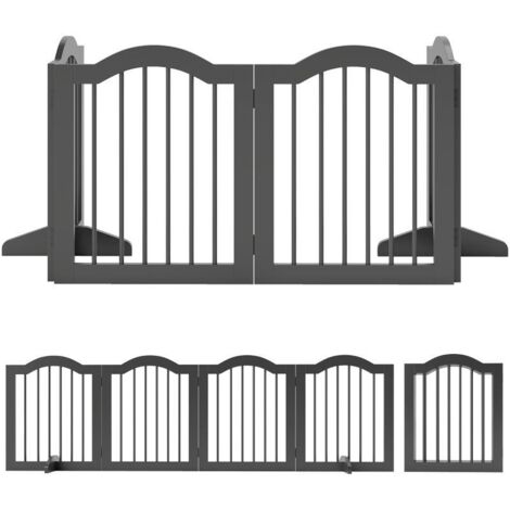 Barrière pour chien autoportante avec pieds, pliable, 4 panneaux, 208 x 29,5 x 61 cm, noire (1/5)