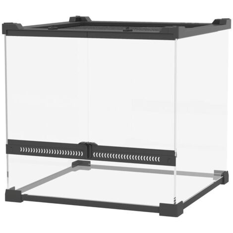 Terrarium en verre pour reptiles, base surélevée et étanche, verrouillage par bouton-poussoir