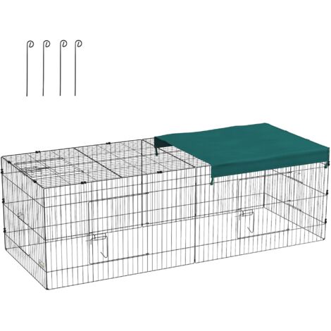 Cage d'extérieur et d'intérieur avec toit pour lapins, enclos pour petits animaux, chinchillas, poules, verte (1/5)