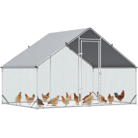 Poulailler, enclos en plein air, poulailler avec toit ombragé, parcours extérieur pour 4 à 6 poules, canards, lapins, 3 x 2 x 2 m