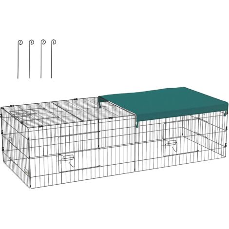 Cage d'intérieur et d'extérieur avec toit pour lapins, enclos pour petits animaux, chinchillas, poules, 185 x 75 x 50 cm, verte (1/5)