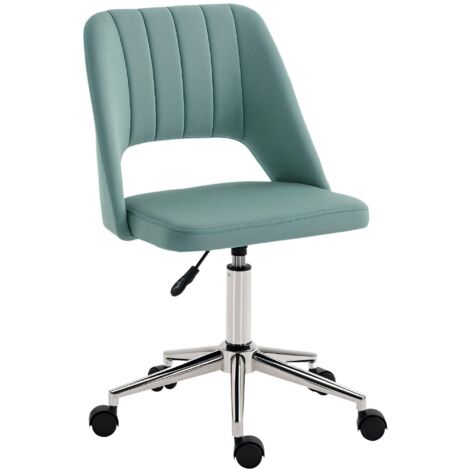 Chaise de bureau réglable en hauteur avec roulettes, pivotante à 360°, forme festonnée, mousse, 49 x 60 x 79-91 cm, verte