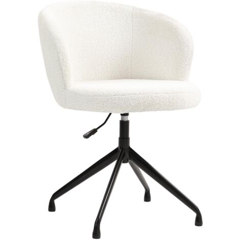 Chaise de bureau ergonomique siège pivotant hauteur réglable capacité 120 kg revêtement tissu bouclette blanc (1/5)
