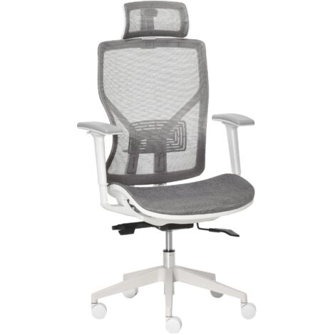 Vinsetto Chaise Gaming Ergonomique, Dossier Maille, Appui-tête et Lombaire, Accoudoirs 3D, Pivot 360°, Gris (1/5)