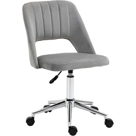 Chaise de bureau pivotante ergonomique, chaise de bureau rembourrée à hauteur réglable, grise 49 x 60 x 79-91 cm (1/5)