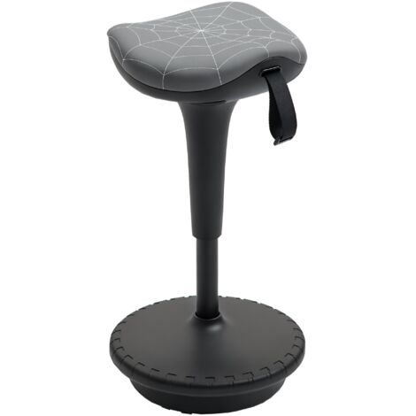 Tabouret de bureau pivotant et ergonomique, réglable en hauteur de 65,5 à 83,5 cm, inclinable à 120°, gris. (1/5)