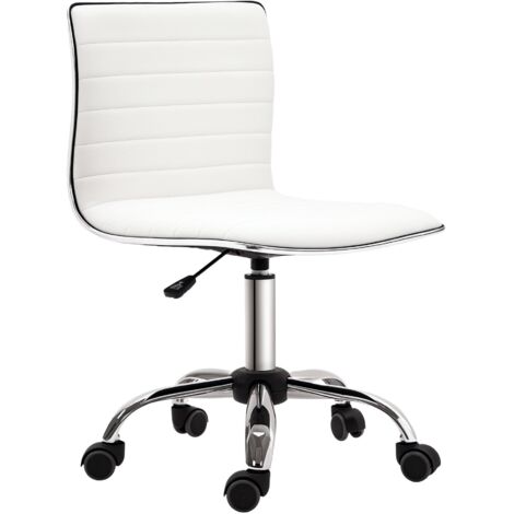 Chaise bureau sans accoudoirs, fauteuil de bureau, hauteur réglable, assise et dossier rembourrés, 48x52x78-90cm, blanc (1/5)